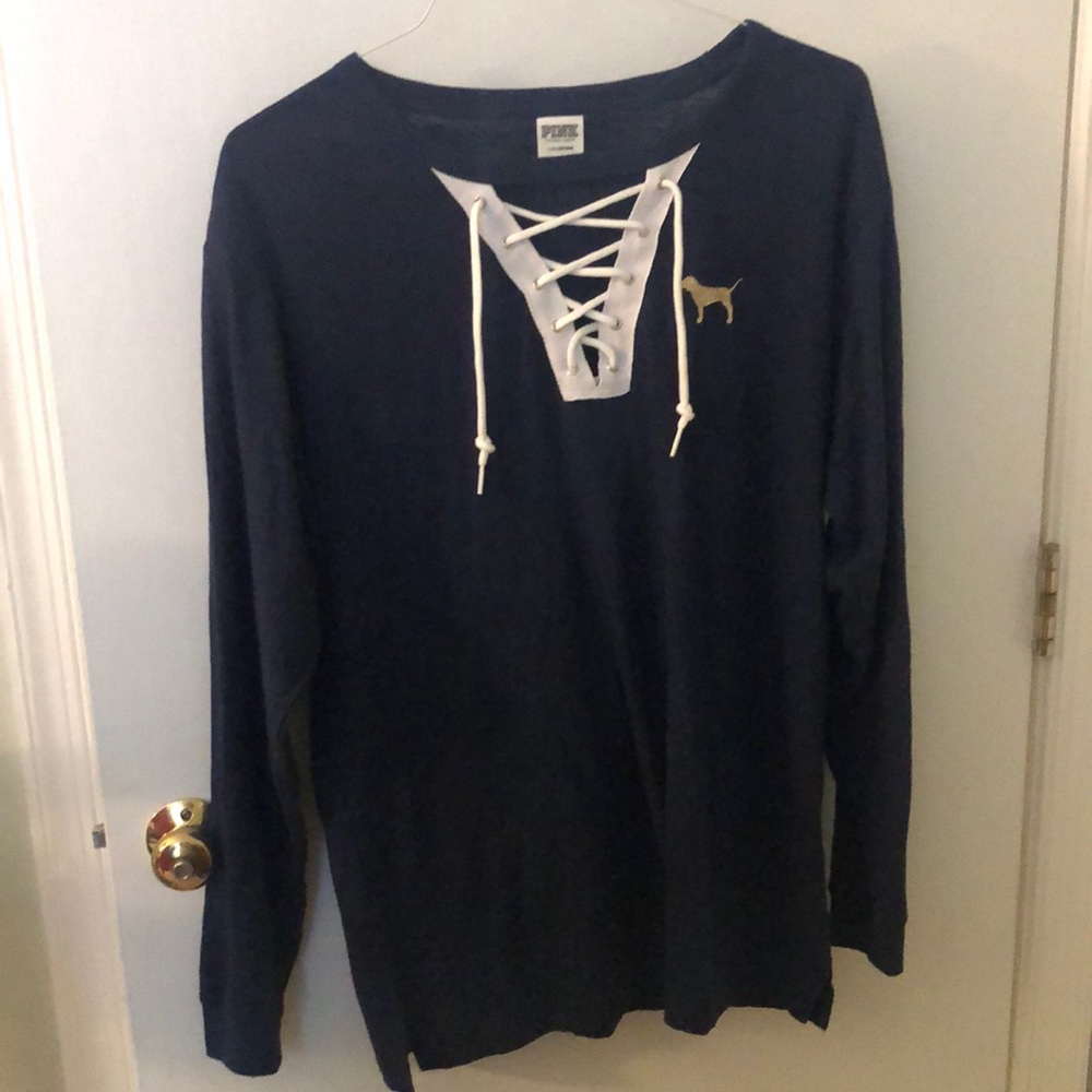 Blue large pink long sleeve shirt